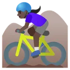 woman mountain biking: dark skin tone لمنصة Google