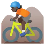 Google 플랫폼을 위한 person mountain biking: dark skin tone