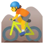 person mountain biking voor Google platform