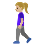 Google platformu için woman walking: medium-light skin tone