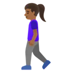 Google platformu için woman walking: medium-dark skin tone