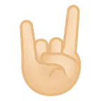 sign of the horns: light skin tone untuk platform Google