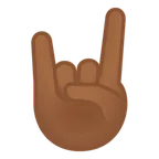 sign of the horns: medium-dark skin tone สำหรับแพลตฟอร์ม Google