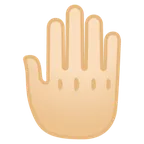 raised back of hand: light skin tone สำหรับแพลตฟอร์ม Google