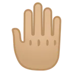 raised back of hand: medium-light skin tone per la piattaforma Google