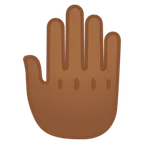 raised back of hand: medium-dark skin tone สำหรับแพลตฟอร์ม Google