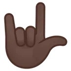 love-you gesture: dark skin tone สำหรับแพลตฟอร์ม Google