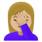 Google 플랫폼을 위한 woman facepalming: medium-light skin tone