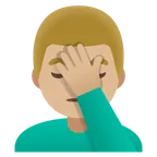 man facepalming: medium-light skin tone untuk platform Google