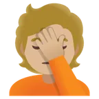 person facepalming: medium-light skin tone für Google Plattform
