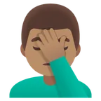 man facepalming: medium skin tone für Google Plattform