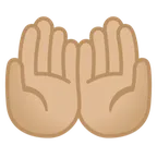 palms up together: medium-light skin tone untuk platform Google