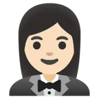 woman in tuxedo: light skin tone til Google platform