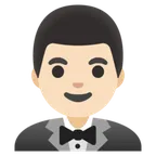 man in tuxedo: light skin tone for Google platform