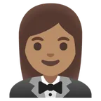 woman in tuxedo: medium skin tone til Google platform