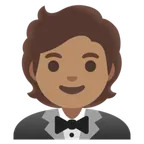 Google 플랫폼을 위한 person in tuxedo: medium skin tone
