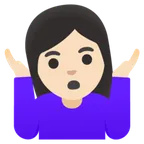 woman shrugging: light skin tone per la piattaforma Google