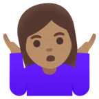 Googleプラットフォームのwoman shrugging: medium skin tone