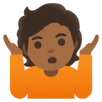 person shrugging: medium-dark skin tone per la piattaforma Google