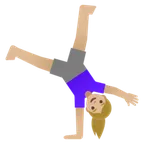 woman cartwheeling: medium-light skin tone for Google platform
