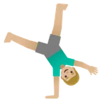man cartwheeling: medium-light skin tone pentru platforma Google