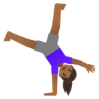 woman cartwheeling: medium-dark skin tone for Google platform