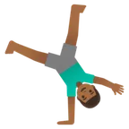 man cartwheeling: medium-dark skin tone for Google platform