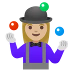 woman juggling: medium-light skin tone for Google platform