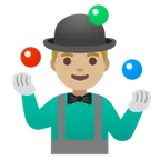 man juggling: medium-light skin tone for Google platform
