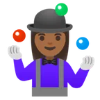 Google platformu için woman juggling: medium-dark skin tone