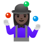 Google platformu için woman juggling: dark skin tone