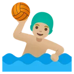 man playing water polo: medium-light skin tone สำหรับแพลตฟอร์ม Google