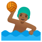 man playing water polo: medium-dark skin tone สำหรับแพลตฟอร์ม Google