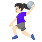 woman playing handball: light skin tone untuk platform Google