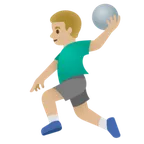 man playing handball: medium-light skin tone pentru platforma Google