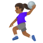 woman playing handball: medium-dark skin tone for Google platform