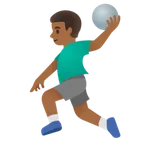 man playing handball: medium-dark skin tone for Google platform