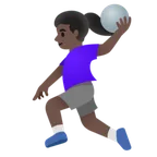 woman playing handball: dark skin tone for Google platform