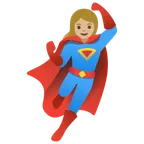 woman superhero: medium-light skin tone untuk platform Google