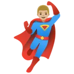 Google platformu için man superhero: medium-light skin tone