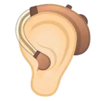 Google 플랫폼을 위한 ear with hearing aid: light skin tone