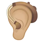 ear with hearing aid: medium-light skin tone für Google Plattform