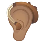 ear with hearing aid: medium skin tone für Google Plattform