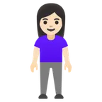 woman standing: light skin tone para a plataforma Google