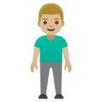 man standing: medium-light skin tone voor Google platform