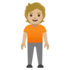 person standing: medium-light skin tone untuk platform Google