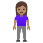 Google platformu için woman standing: medium skin tone