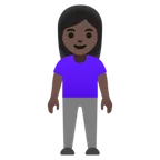 woman standing: dark skin tone สำหรับแพลตฟอร์ม Google