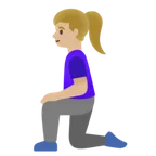 woman kneeling: medium-light skin tone til Google platform