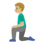 man kneeling: medium-light skin tone for Google platform